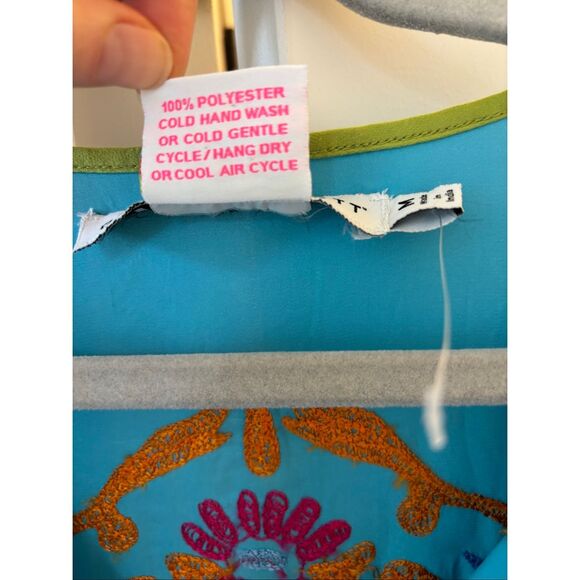 Gretchen Scott Midori Embroidered Dress – Turquoise Multi, Med $228 C17 - Picture 6 of 10